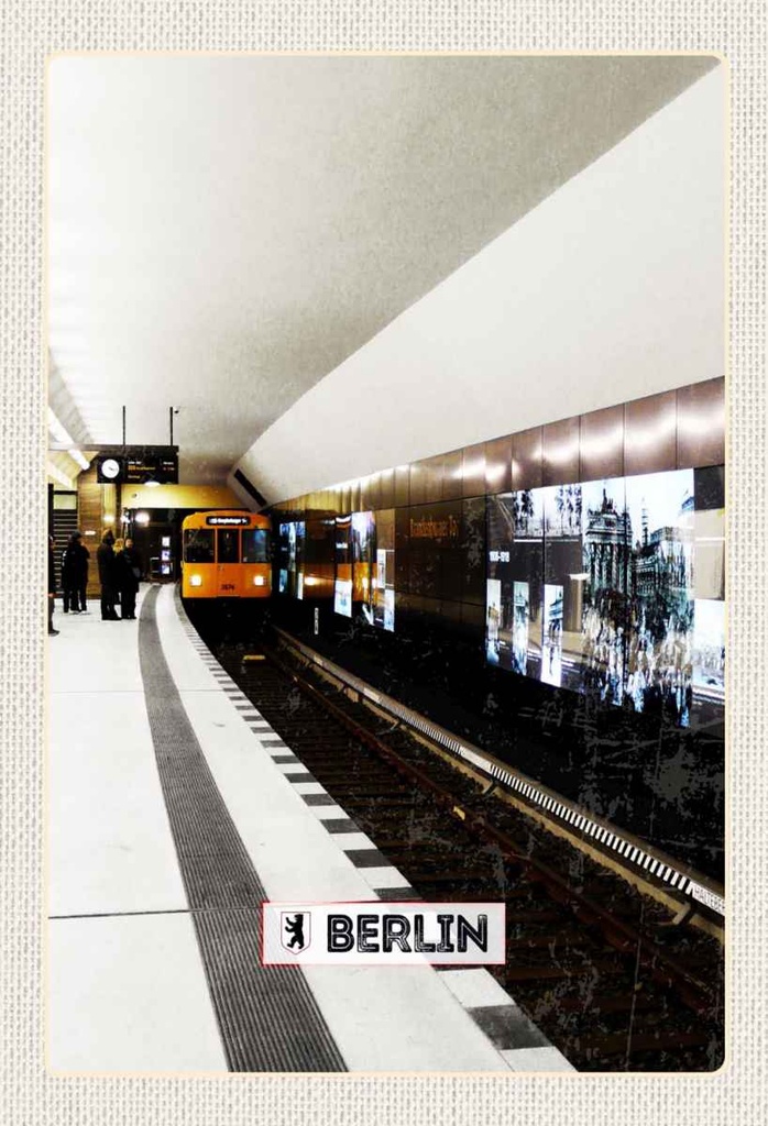 Holzschild 30x20 cm Berlin Deutschland U-Bahn Bildmotiv Reisemotiv Abenteuer Reisen