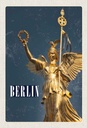 Holzschild 30x20 cm Berlin Deutschland Siegessäule Gold Bildmotiv Reisemotiv Abenteuer Reisen