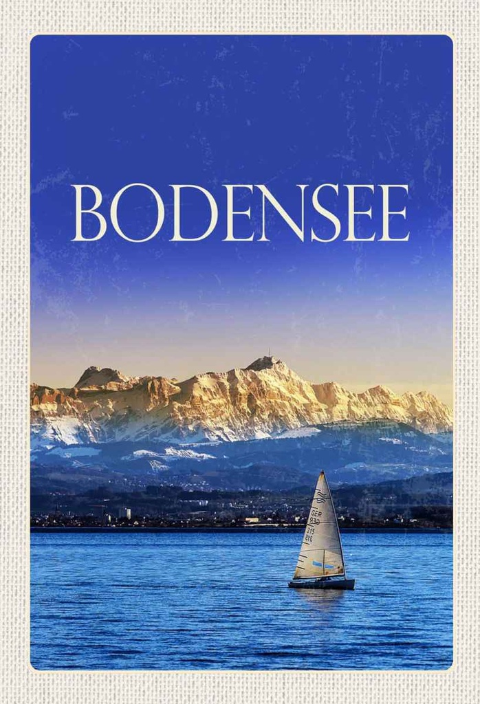 Holzschild 30x20 cm Bodensee Deutschland Bot See Bildmotiv Reisemotiv Abenteuer Reisen