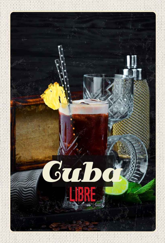 Holzschild 30x20 cm Cuba Karibik Getränke Libre Bildmotiv Reisemotiv Abenteuer Reisen