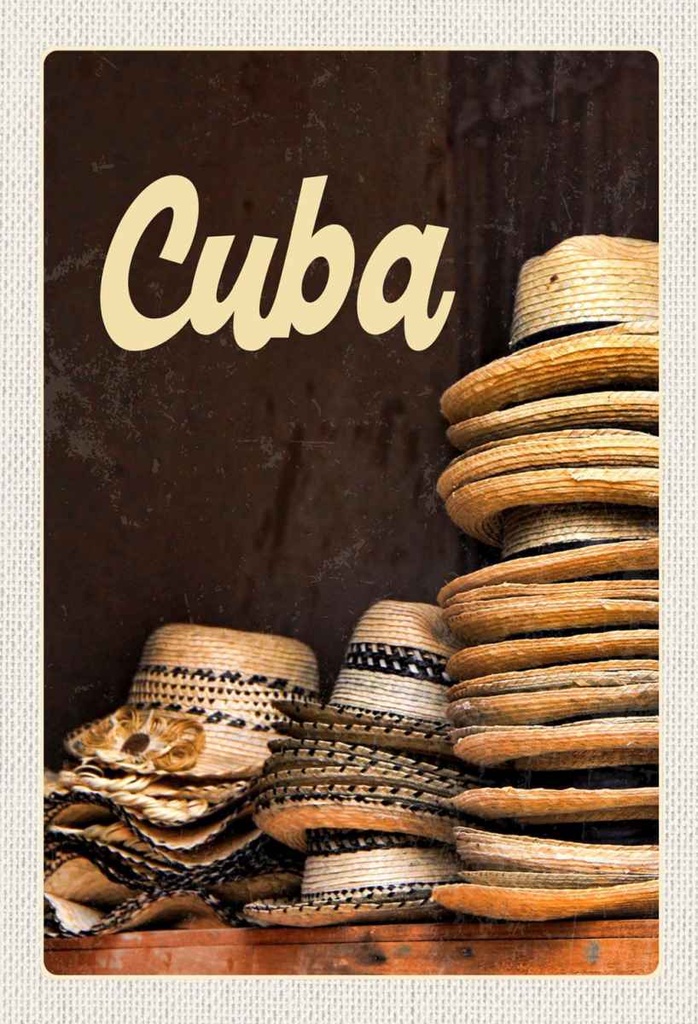 Holzschild 30x20 cm Cuba Karibik Hut Ferien Bildmotiv Reisemotiv Abenteuer Reisen