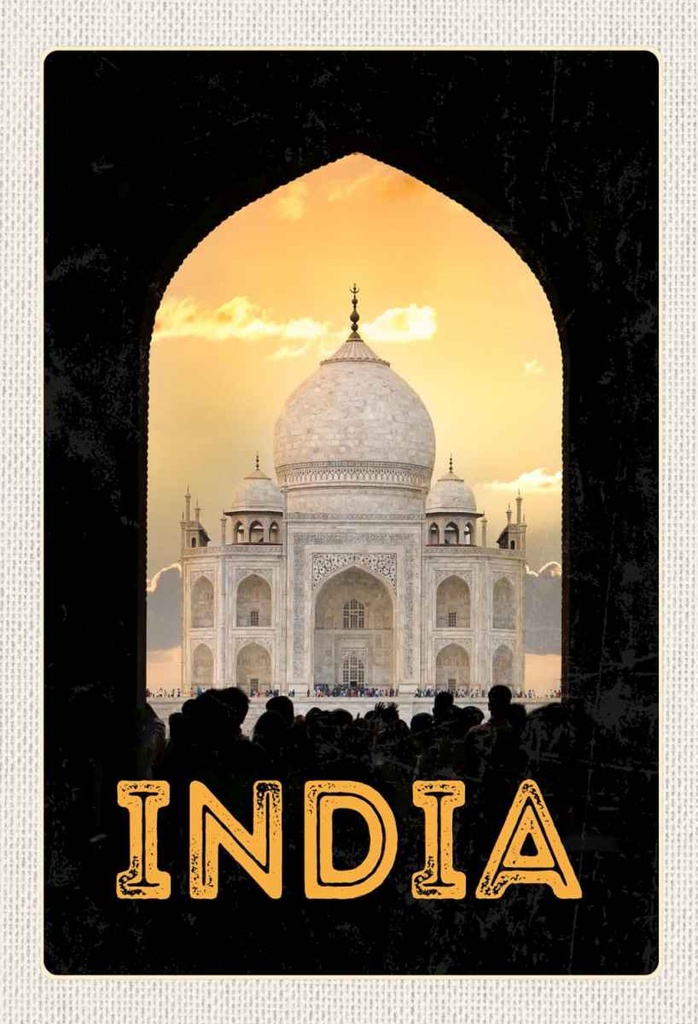 Holzschild 30x20 cm Indien weiße Moschee Religion Islam Bildmotiv Reisemotiv Abenteuer Reisen