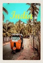 Holzschild 30x20 cm Indien Straße Tuk Taxi Asien Bildmotiv Reisemotiv Abenteuer Reisen