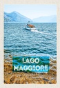 Holzschild 30x20 cm Lago Maggiore Italien Insel Boot Meer Bildmotiv Reisemotiv Abenteuer Reisen