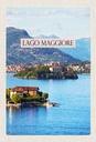 Holzschild 30x20 cm Lago Maggiore Aussicht auf Insel Meer Bildmotiv Reisemotiv Abenteuer Reisen