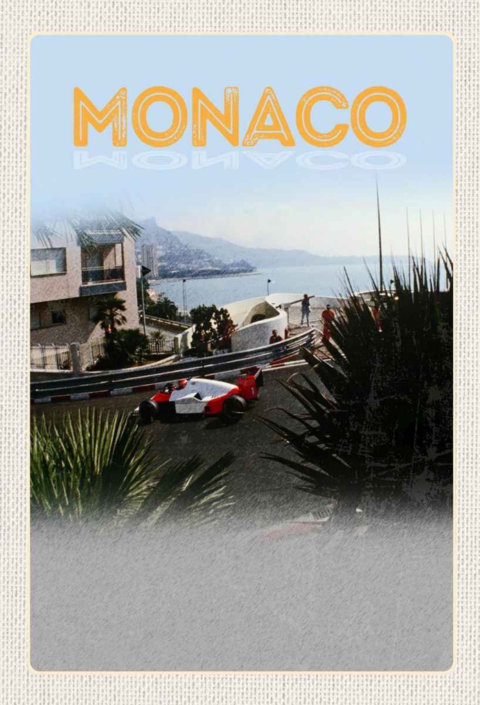 Holzschild 30x20 cm Monaco Frankreich Autorennen Strand