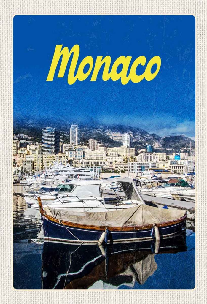 Holzschild 30x20 cm Monaco Frankreich Yacht Strand Meer