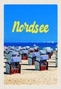 Holzschild 30x20 cm Nordsee Strand Strandkorb Meer Bildmotiv Reisemotiv Abenteuer Reisen