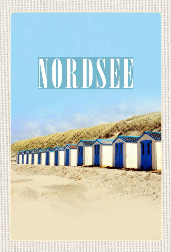 Holzschild 30x20 cm Nordsee Strand Stranhäusschen Sonner Bildmotiv Reisemotiv Abenteuer Reisen