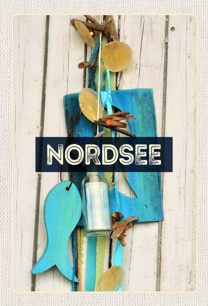 Holzschild 30x20 cm Nordsee Anhänger Fisch Bildmotiv Reisemotiv Abenteuer Reisen