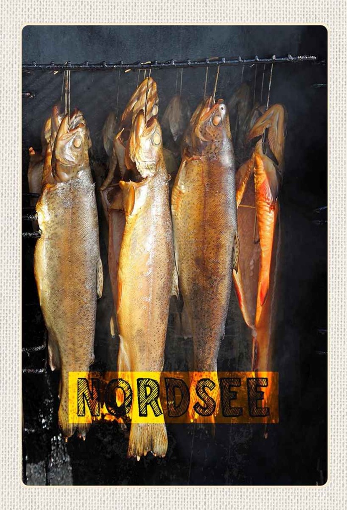 Holzschild 30x20 cm Nordsee Fisch Essen Delikatese Speisen Bildmotiv Reisemotiv Abenteuer Reisen