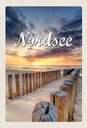 Holzschild 30x20 cm Nordsee Strand Sonnenuntergang Abend Bildmotiv Reisemotiv Abenteuer Reisen