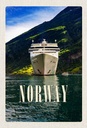 Holzschild 30x20 cm Norwegen Yacht Gebirge Meer Natur Bildmotiv Reisemotiv Abenteuer Reisen
