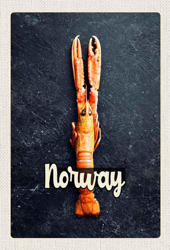 Holzschild 30x20 cm Norwegen Fischgerichte Krabben