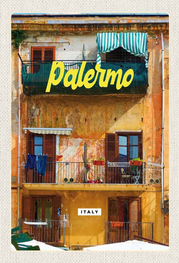Holzschild 30x20 cm Palermo Italien Gebäude Urlaubsort Bildmotiv Reisemotiv Abenteuer Reisen