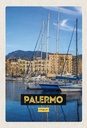 Holzschild 30x20 cm Palermo Italien Meer Boote Bildmotiv Reisemotiv Abenteuer Reisen