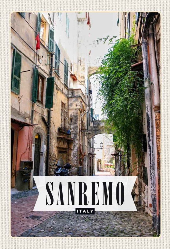 Holzschild 30x20 cm Sanremo Italien Ansicht Architektur