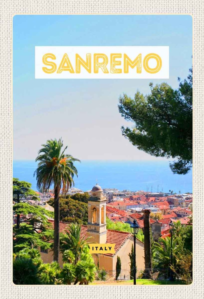 Holzschild 30x20 cm Sanremo Italien Sonne Sommer Bildmotiv Reisemotiv Abenteuer Reisen