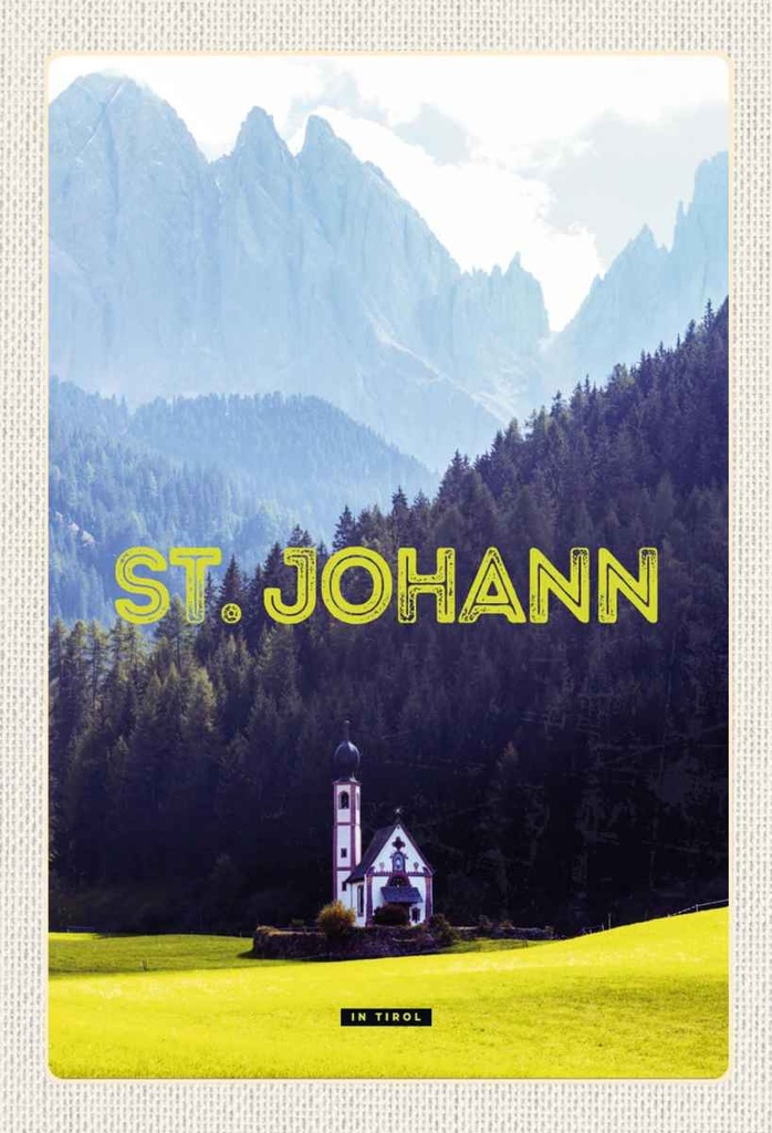 Holzschild 30x20 cm St. Johann in Tirol Österreich Kirche Bildmotiv Reisemotiv Abenteuer Reisen