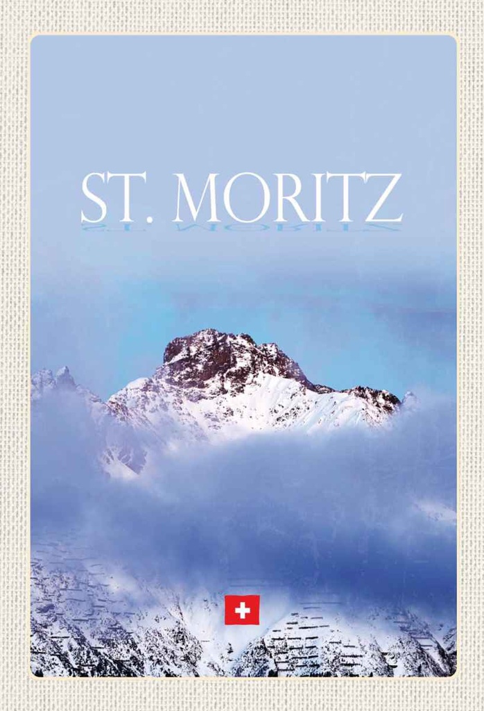 Holzschild 30x20 cm St. Moritz Aussicht auf Berg Spitze Bildmotiv Reisemotiv Abenteuer Reisen