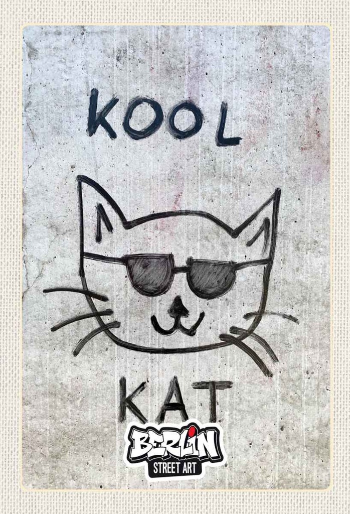 Holzschild 30x20 cm Berlin Hauptstadt Street Art Katze Bildmotiv Reisemotiv Abenteuer Reisen