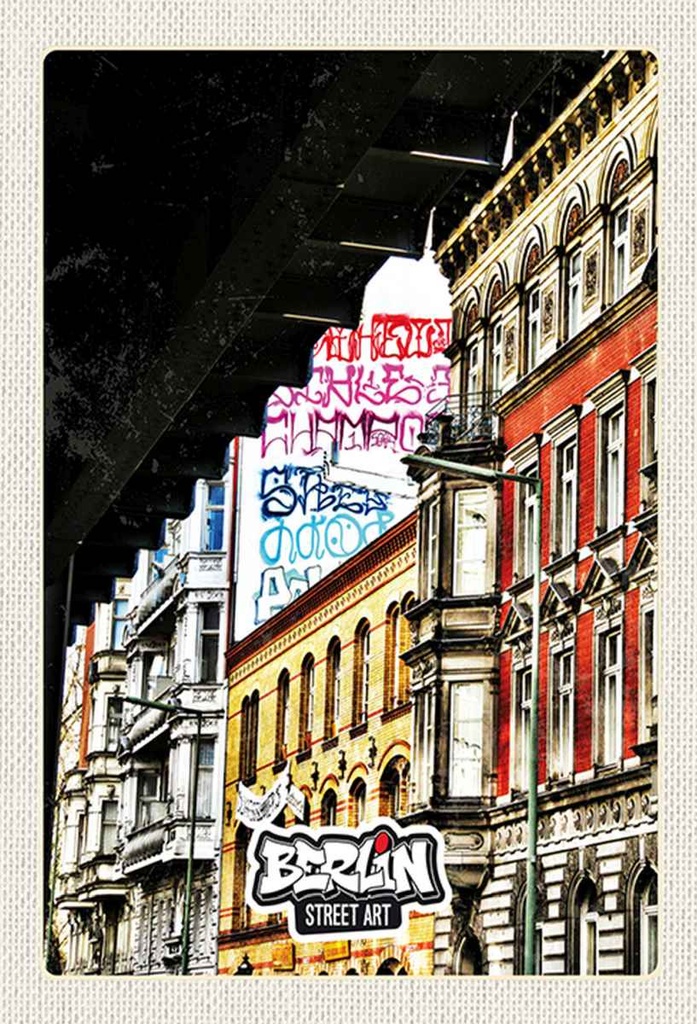 Holzschild 30x20 cm Berlin Deutschland Graffiti Stret Art Bildmotiv Reisemotiv Abenteuer Reisen