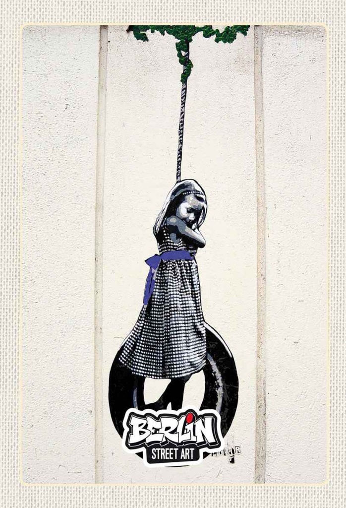 Holzschild 30x20 cm Berlin Street Art schwarz weiß Kunst Bildmotiv Reisemotiv Abenteuer Reisen