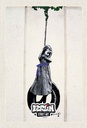 Holzschild 30x20 cm Berlin Street Art schwarz weiß Kunst Bildmotiv Reisemotiv Abenteuer Reisen