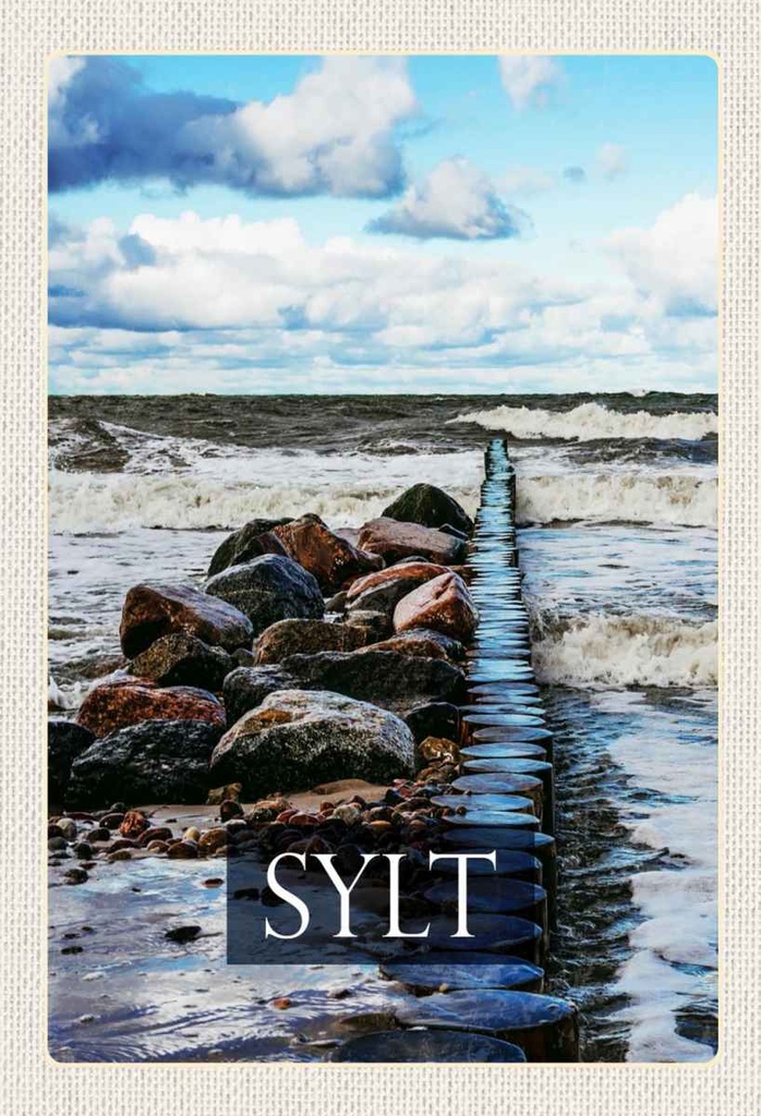 Holzschild 30x20 cm Sylt Insel Reisen Strand Meer Ebbe und Flut Bildmotiv Reisemotiv Abenteuer