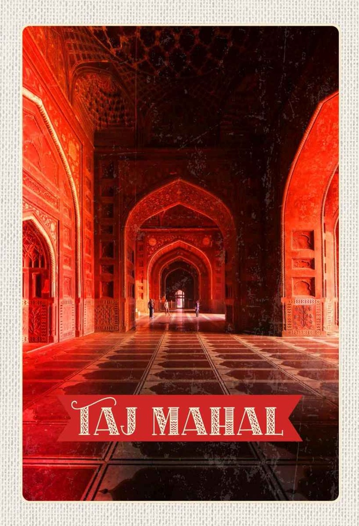 Holzschild 30x20 cm Indien Taj Mahal innen Flur Bildmotiv Reisemotiv Abenteuer Reisen