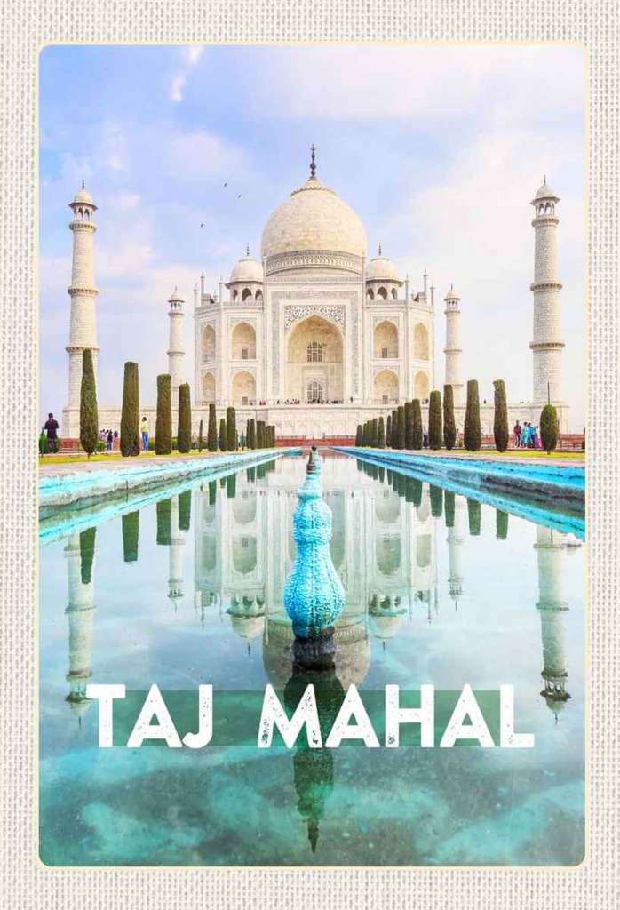 Holzschild 30x20 cm Indien Vordergarten Taj Mahal Bildmotiv Reisemotiv Abenteuer Reisen