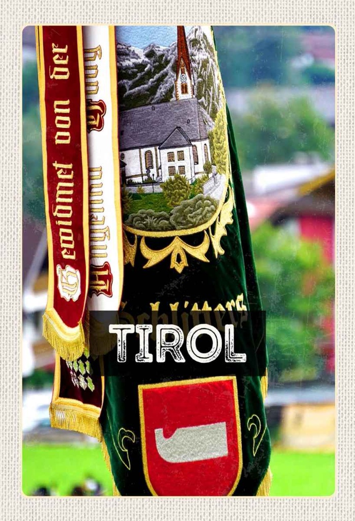 Holzschild 30x20 cm Tirol Symbole grün Natür Tradition Bildmotiv Reisemotiv Abenteuer Reisen