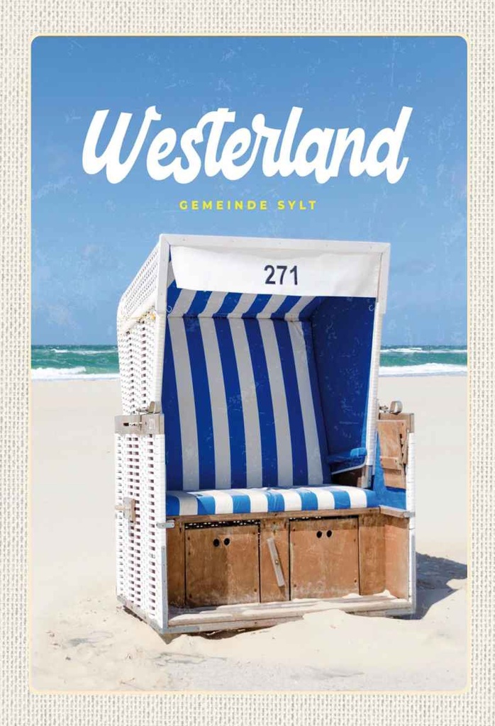 Holzschild 30x20 cm Westerland Sylt Schleswig-Holstein Bildmotiv Reisemotiv Abenteuer Reisen