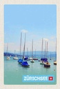 Holzschild 30x20 cm Zürich Boote auf dem Zürichsee Sommer