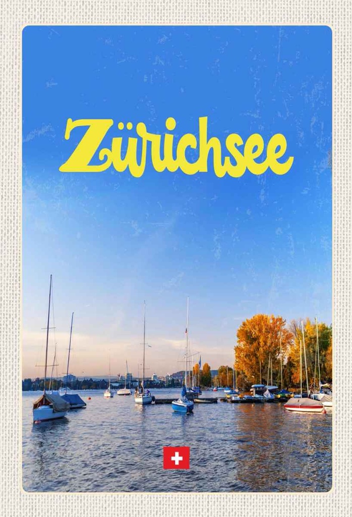 Holzschild 30x20 cm Zürich See Natur Boote Bootstrip