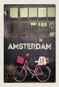 Holzschild 30x20 cm Amsterdam Stadt Fahrrad Natur zu Fuß Bildmotiv Reisemotiv Abenteuer Reisen