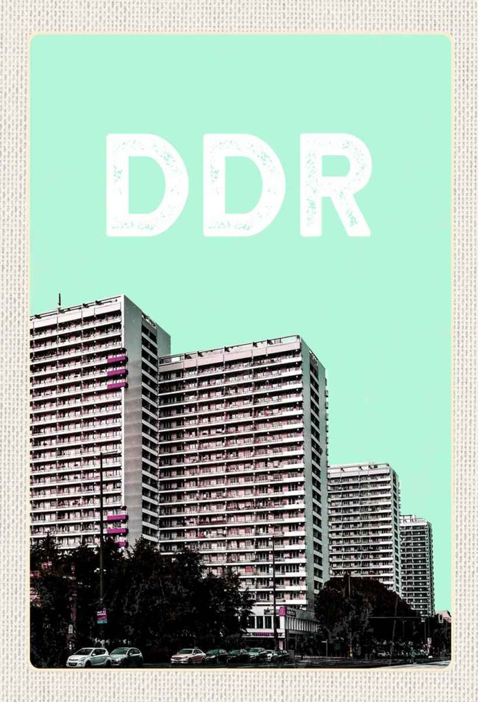 Holzschild 30x20 cm Deutschland DDR Zeit Hochhäuser Krieg Bildmotiv Reisemotiv Abenteuer Reisen