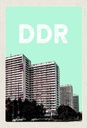 Holzschild 30x20 cm Deutschland DDR Zeit Hochhäuser Krieg Bildmotiv Reisemotiv Abenteuer Reisen