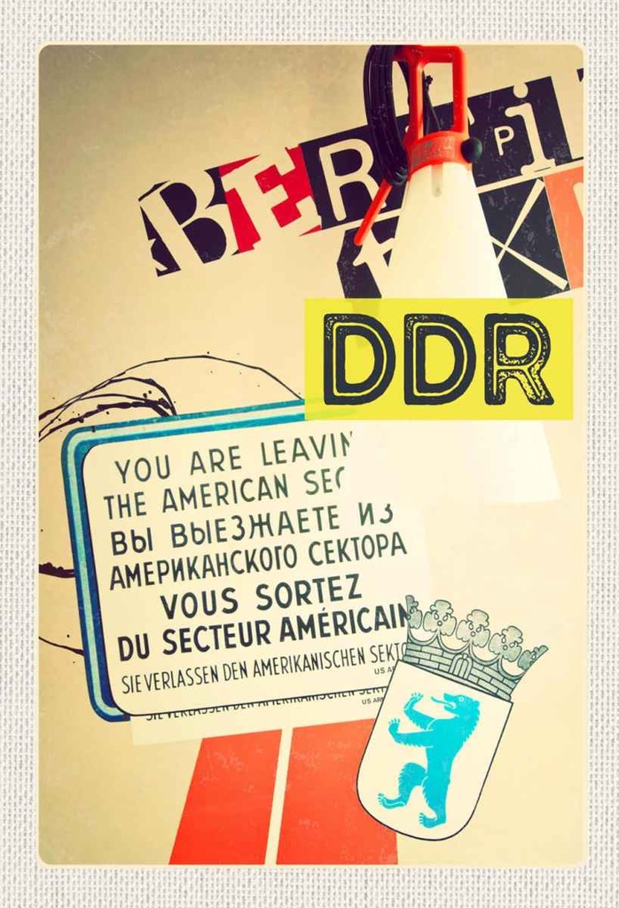 Holzschild 30x20 cm Berlin DDR Amerikanischen Sektor Armee