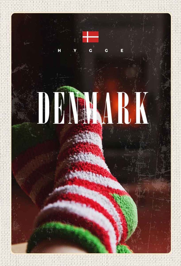 Holzschild 30x20 cm Dänemark Socken gemütlich Winterzeit