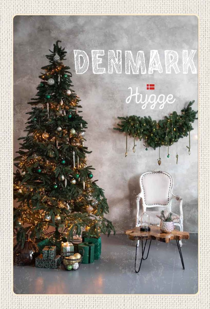 Holzschild 30x20 cm Dänemark Weihnachtsbaum Bildmotiv Reisemotiv Abenteuer Reisen