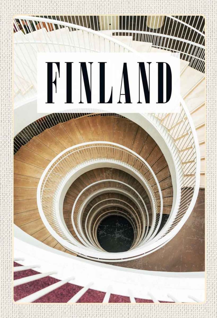Holzschild 30x20 cm Finnland Treppen Gebäude Stuffen Gang Bildmotiv Reisemotiv Abenteuer Reisen