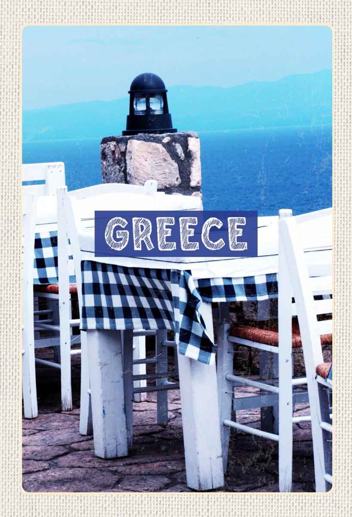 Holzschild 30x20 cm Greece Griechenland Restaurant Meer Bildmotiv Reisemotiv Abenteuer Reisen