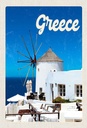 Holzschild 30x20 cm Greece Griechenland weiße Häuser Bildmotiv Reisemotiv Abenteuer Reisen