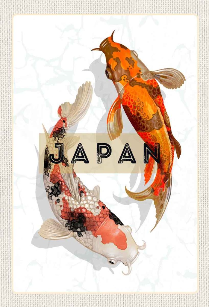 Holzschild 30x20 cm Japan Koi Fische Asien Kunst Bildmotiv Reisemotiv Abenteuer Reisen