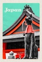 Holzschild 30x20 cm Japan Miyajima Tempel Kitsune Statue Bildmotiv Reisemotiv Abenteuer Reisen
