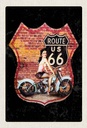 Holzschild 30x20 cm USA Amerika Reisen Route US 66 Motorrad Frau Bildmotiv Reisemotiv Abenteuer