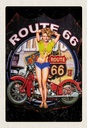 Holzschild 30x20 cm USA Amerika Route US 66 Biker Frau