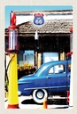 Holzschild 30x20 cm Amerika Chicago Route 66 Tankstelle Bildmotiv Reisemotiv USA