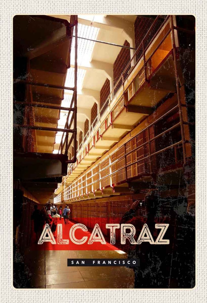 Holzschild 30x20 cm San Francisco Alcatraz Gefängnis Bildmotiv Reisemotiv Abenteuer Reisen